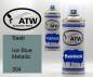 Preview: Saab, Ice Blue Metallic, 304: 400ml Sprühdose + 400ml Klarlack - Set, von ATW Autoteile West.